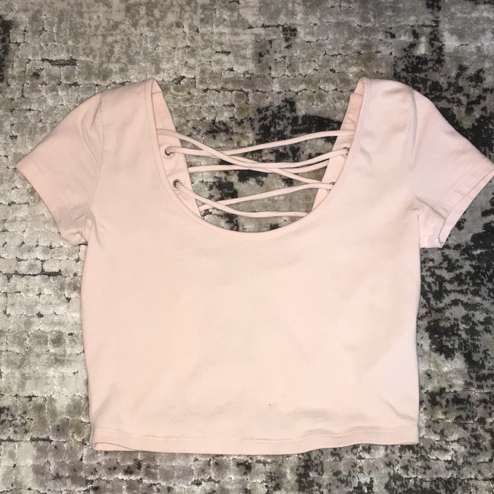 Pink shirt v-cutout back